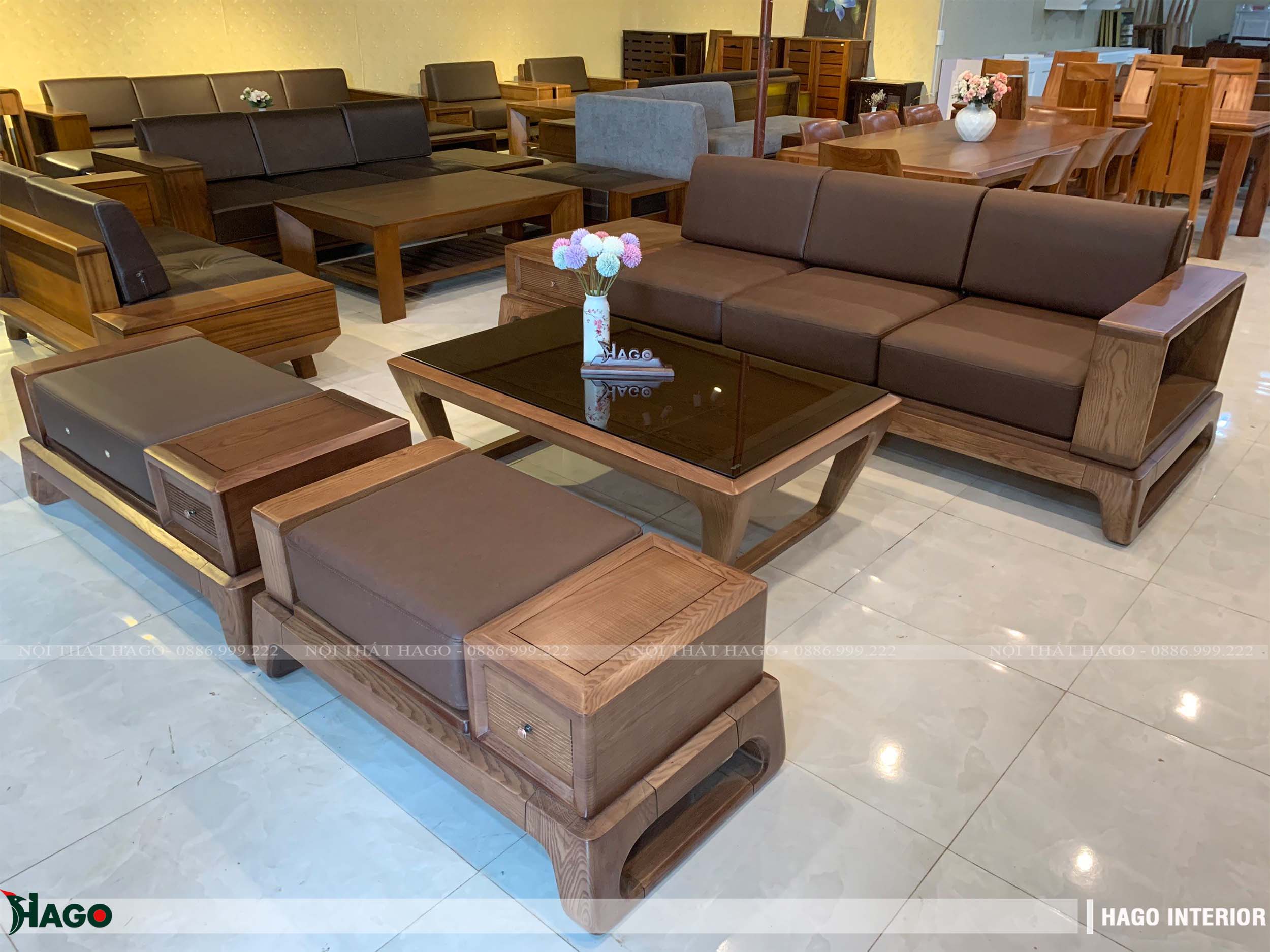 Sofa gỗ Sồi hiện đại giá rẻ tại Vinh