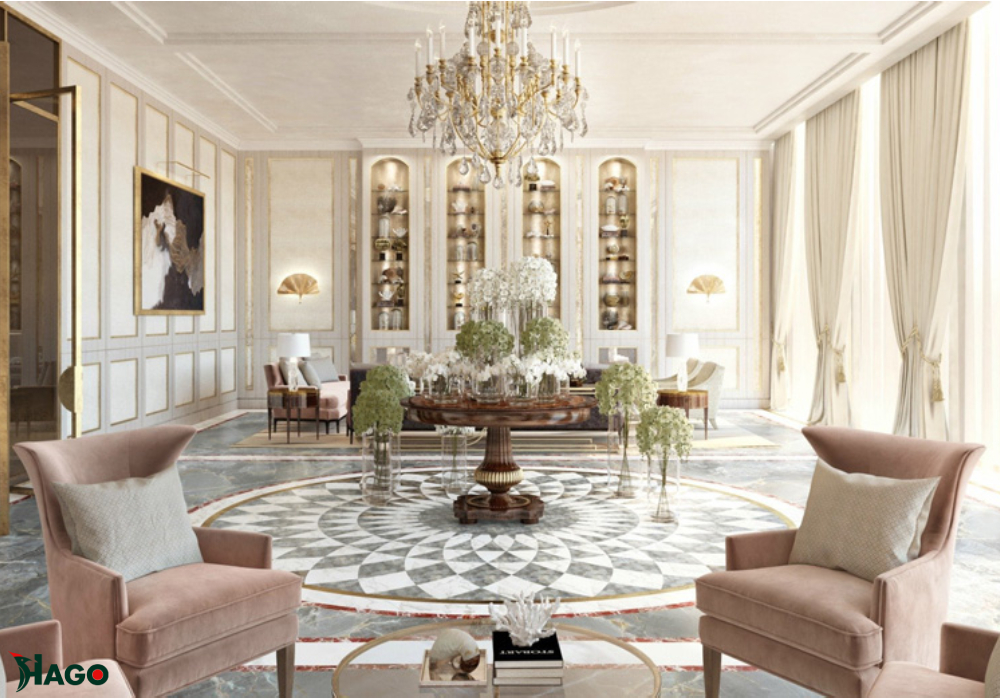 phòng khách chung cư phong cách Baroque