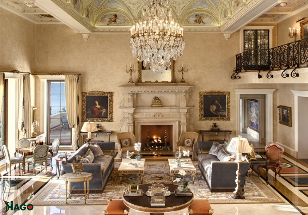 phòng khách chung cư phong cách Baroque