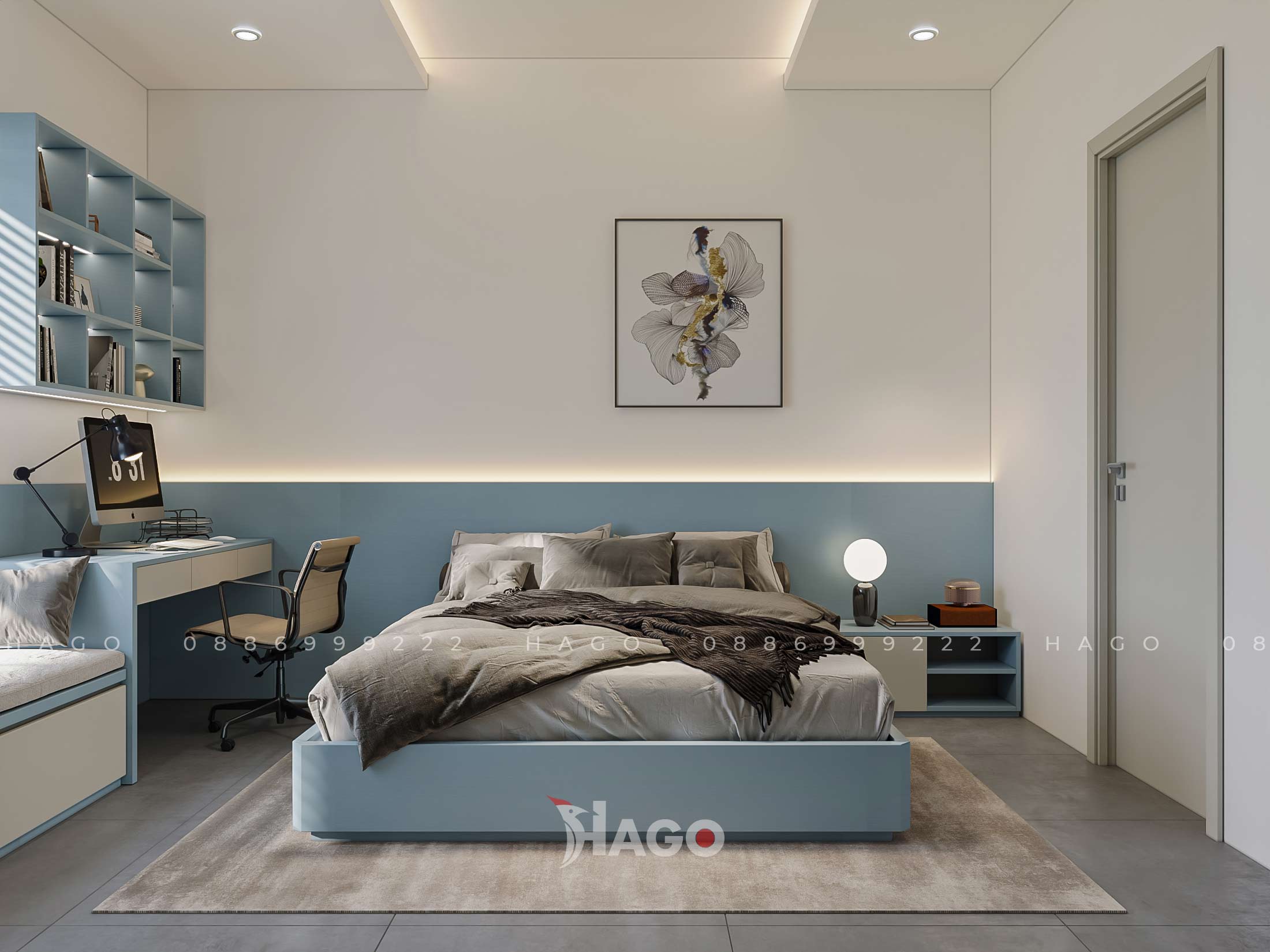 Thiết kế nội thất phòng ngủ nhà phố hiện đại Luxury
